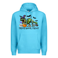 Ocean Blue T-Rex Trick Rawr Treat Premium Hoodie - RanaPortraitStore