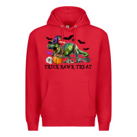 Red T-Rex Trick Rawr Treat Premium Hoodie - RanaPortraitStore