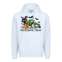 White T-Rex Trick Rawr Treat Premium Hoodie - RanaPortraitStore