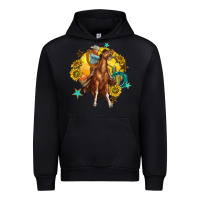 Black bucking horse with cowboy and sunflower Urban Hoodie - texasbilliewilder