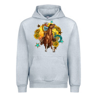 Heather Grey bucking horse with cowboy and sunflower Urban Hoodie - texasbilliewilder