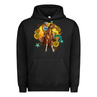Pigment Black bucking horse with cowboy and sunflower Urban Hoodie - texasbilliewilder