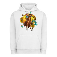 Pigment Lunar Rock bucking horse with cowboy and sunflower Urban Hoodie - texasbilliewilder