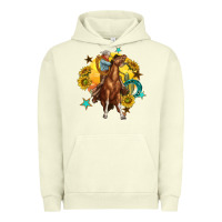 Pigment Pistachio bucking horse with cowboy and sunflower Urban Hoodie - texasbilliewilder