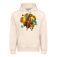 Sandshell bucking horse with cowboy and sunflower Urban Hoodie - texasbilliewilder
