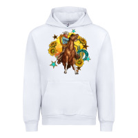 White bucking horse with cowboy and sunflower Urban Hoodie - texasbilliewilder