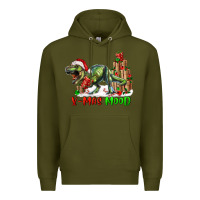 Army Green t rex x mas mood Premium Hoodie - RanaPortraitStore