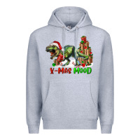 Heather Grey t rex x mas mood Premium Hoodie - RanaPortraitStore