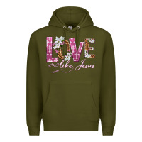 Army Green love like jesus Premium Hoodie - texasbilliewilder