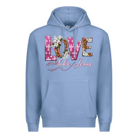 Colony Blue love like jesus Premium Hoodie - texasbilliewilder