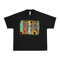 Black aztec leopard turquoise sunflower background Urban Heavy Tee - RanaPortraitStore