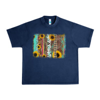 Navy aztec leopard turquoise sunflower background Urban Heavy Tee - RanaPortraitStore