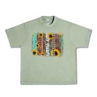 Oil Green aztec leopard turquoise sunflower background Urban Heavy Tee - RanaPortraitStore