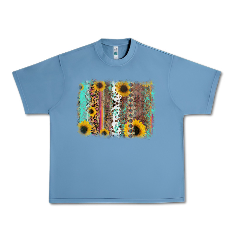 Aztec Leopard Turquoise Sunflower Background Urban Heavy Tee by RanaPortraitStore | Teevron