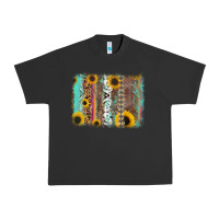 Pigment Black aztec leopard turquoise sunflower background Urban Heavy Tee - RanaPortraitStore