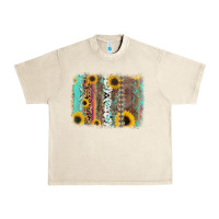 Sandshell aztec leopard turquoise sunflower background Urban Heavy Tee - RanaPortraitStore