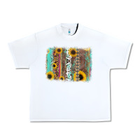 White aztec leopard turquoise sunflower background Urban Heavy Tee - RanaPortraitStore