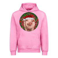 Fuchsia Pink Pig Christmas Urban Hoodie - RanaPortraitStore