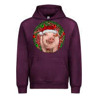 Mauve Wine Pig Christmas Urban Hoodie - RanaPortraitStore