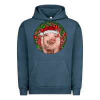 Pigment Midnight Navy Pig Christmas Urban Hoodie - RanaPortraitStore