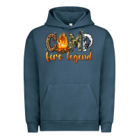 Pigment Midnight Navy camp fire legend with fire Urban Hoodie - texasbilliewilder