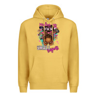 Antique Gold minding my own small business afro messy bun Premium Hoodie - texasbilliewilder