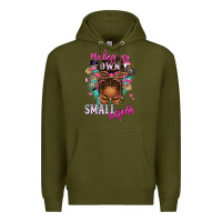 Army Green minding my own small business afro messy bun Premium Hoodie - texasbilliewilder