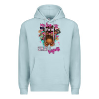 Blue Mist minding my own small business afro messy bun Premium Hoodie - texasbilliewilder