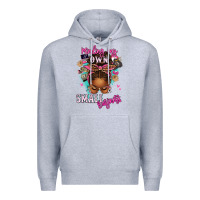 Heather Grey minding my own small business afro messy bun Premium Hoodie - texasbilliewilder