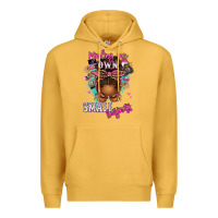 Mustard minding my own small business afro messy bun Premium Hoodie - texasbilliewilder