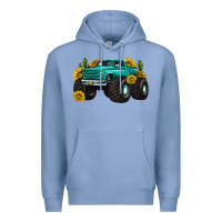 Colony Blue monster truck with sunflower western Premium Hoodie - texasbilliewilder