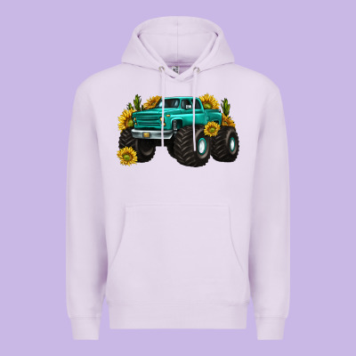 Premium Hoodie monster truck with sunflower western