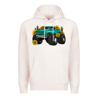 Pale Pink monster truck with sunflower western Premium Hoodie - texasbilliewilder