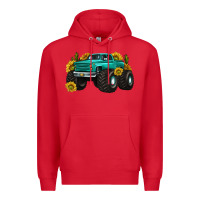 Red monster truck with sunflower western Premium Hoodie - texasbilliewilder