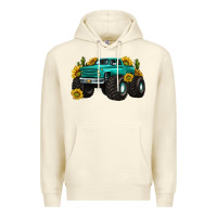 Sandshell monster truck with sunflower western Premium Hoodie - texasbilliewilder