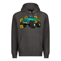 Smoke monster truck with sunflower western Premium Hoodie - texasbilliewilder