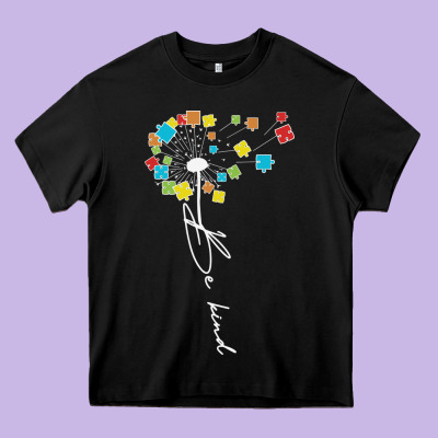 Dandelion Autism Puzzle Be Kind Heavy Core Tee Designed By Cowhidedigitalart