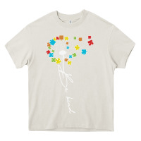 Cream Dandelion Autism Puzzle Be Kind Heavy Core Tee - CowhideDigitalArt