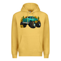Antique Gold monster truck with sunflower western Premium Hoodie - texasbilliewilder