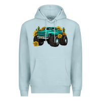 Blue Mist monster truck with sunflower western Premium Hoodie - texasbilliewilder