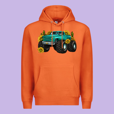 Premium Hoodie monster truck with sunflower western