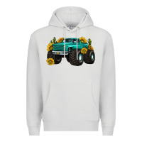 Dove Grey monster truck with sunflower western Premium Hoodie - texasbilliewilder