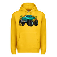 Lemon monster truck with sunflower western Premium Hoodie - texasbilliewilder