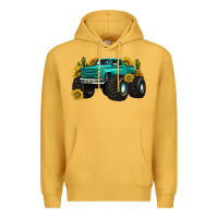 Mustard monster truck with sunflower western Premium Hoodie - texasbilliewilder