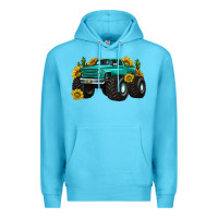 Ocean Blue monster truck with sunflower western Premium Hoodie - texasbilliewilder