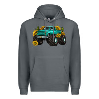 Rock monster truck with sunflower western Premium Hoodie - texasbilliewilder