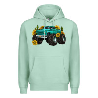Seafoam monster truck with sunflower western Premium Hoodie - texasbilliewilder