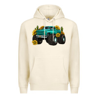 Tofu monster truck with sunflower western Premium Hoodie - texasbilliewilder