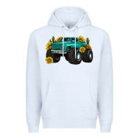 White monster truck with sunflower western Premium Hoodie - texasbilliewilder