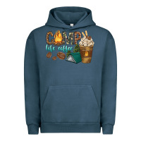 Pigment Midnight Navy camp life coffee with coffee cup Urban Hoodie - texasbilliewilder
